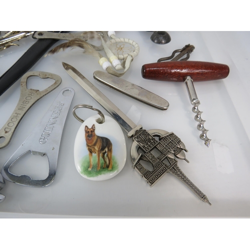 1194 - Mixed lot of pen knives, bottle openers, key rings etc.