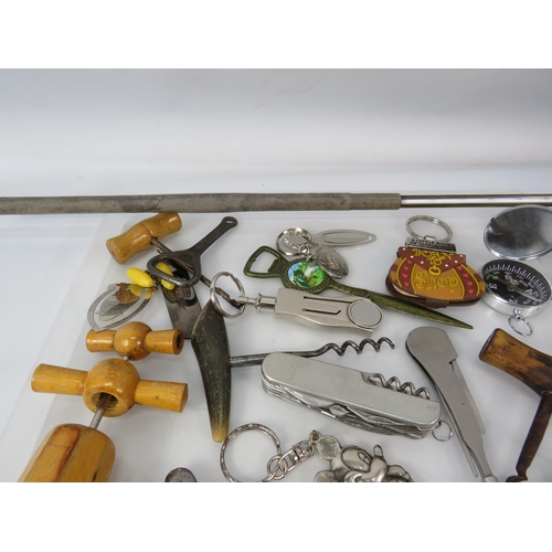 1194 - Mixed lot of pen knives, bottle openers, key rings etc.