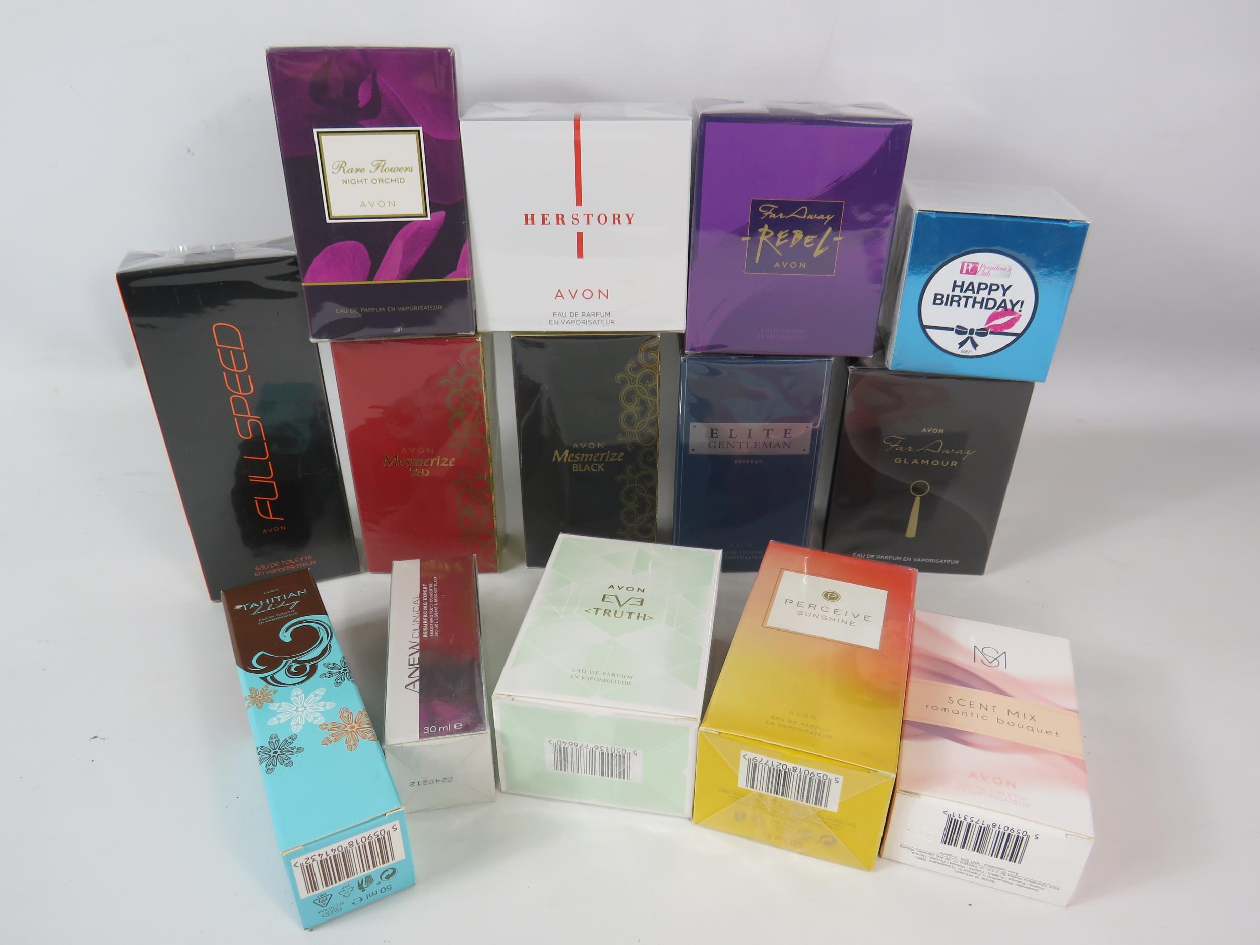 Large selection of Avon perfumes and aftershaves new in cellophane.