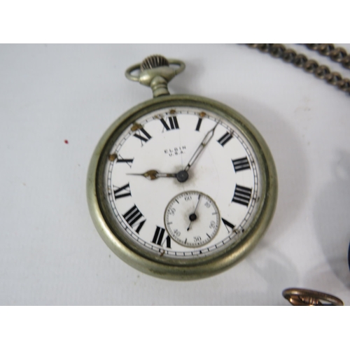 1380 - Eden 800 silver ladies pocket watch in running order, a sterling silver albert chain and T bar (37 g... 