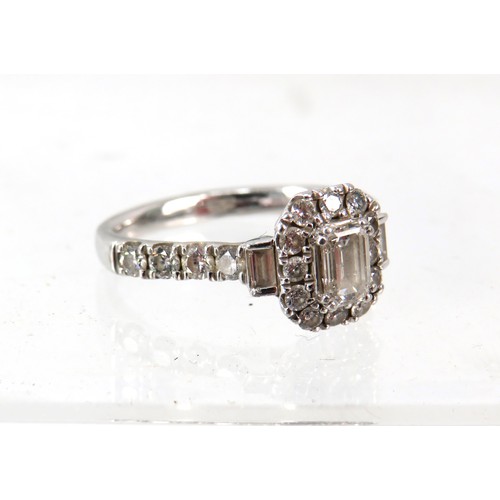 360A - Lovely 950 Platinum Ring set with Mulitple Diamonds totaling approx 1.07 pts. 
Finger size K-5 to L