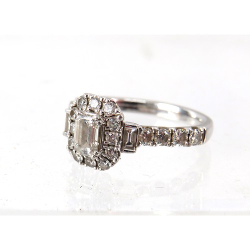 360A - Lovely 950 Platinum Ring set with Mulitple Diamonds totaling approx 1.07 pts. 
Finger size K-5 to L