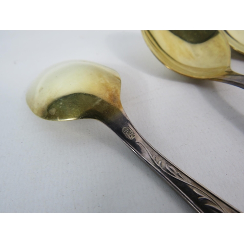 413 - Six Gudlaugur A Magnusson Icelandic 925 silver teaspoons with lemon gilt bowls, 221.5 grams.