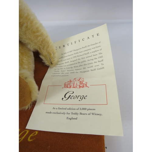 426 - Steiff Limited edition of 2000 bear George with bag and certs.