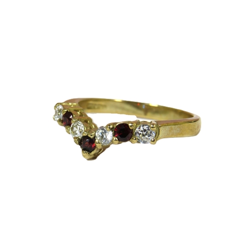 440 - 9ct Yellow Gold CZ Set Wishbone Ring. Finger size 'Q'  3.0g