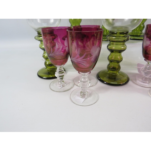 446 - Selection of German Roemer hock glasses etc