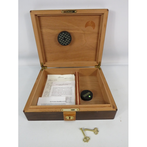 456 - Wooden Humidor Cigar box with marquetry detail to the lid, 11.5