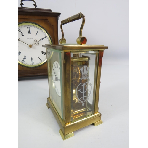 457 - Shortland Bowen brass skeleton carriage clock commemorating The Prince of Wales and Diana wedding (i... 