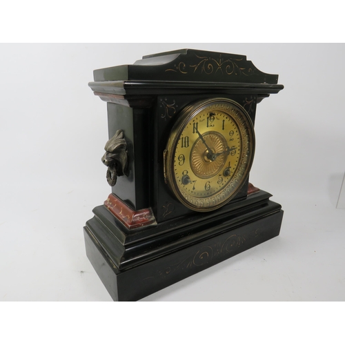 461 - Vintage American made Slate Bodied Mantle Clock By Ansonia in working order. See photos.