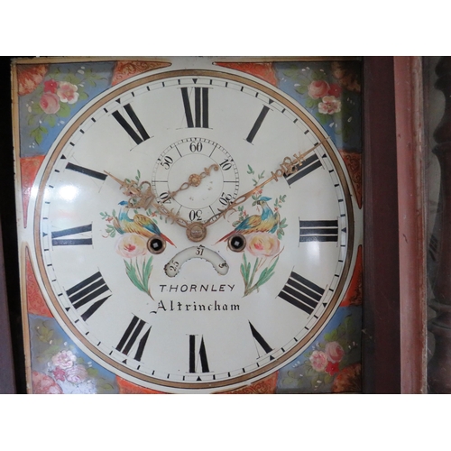 469 - Oak Cased Long case Clock in running order. 85 inches tall. See photos