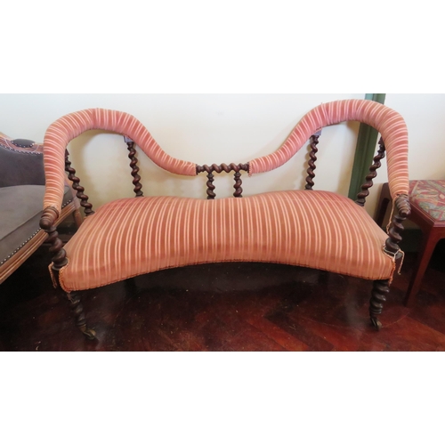 478 - Victorian love seat with barley twist decoration,50