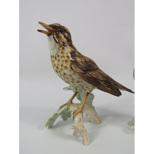 1 - Two Goebel bird figurines, Song thrush and Waxwing. The tallest stands 7