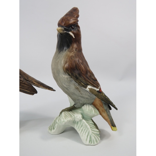 1 - Two Goebel bird figurines, Song thrush and Waxwing. The tallest stands 7