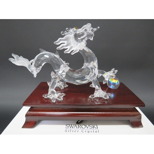 19 - Swarovski Crystal dragon, with a stand box and certificate.