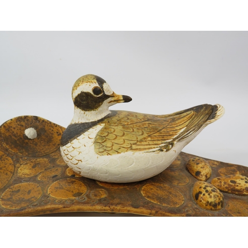 20 - Norman Makinson studio pottery Ringed Plover on a nest 10 3/4