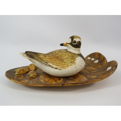 20 - Norman Makinson studio pottery Ringed Plover on a nest 10 3/4