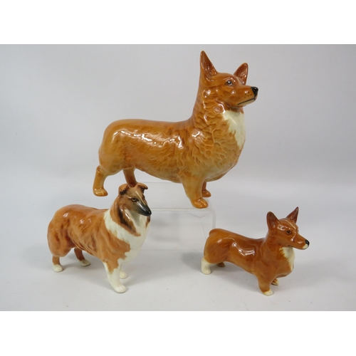 47 - Three Beswick dog figurines Corgis and Rough collie.