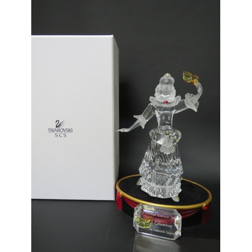 58 - Swarovski figurine Columbine by Gabriele Stamey with stand and plaque all have boxes.