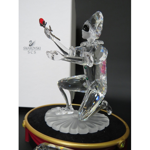 68 - Swarovski Annual edition figurine Harlequin with plaque and stand all have boxes.