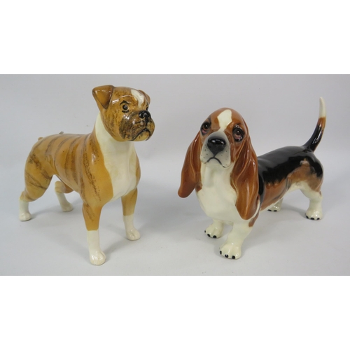 71 - Beswick Dog figurines Bassett hound and Boxer.