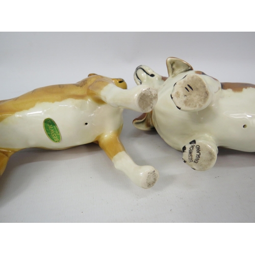 71 - Beswick Dog figurines Bassett hound and Boxer.