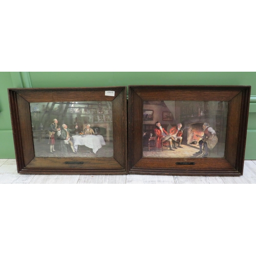 93 - Two Oak Framed FM Bennett prints A Landlords Tale and Unlikely Vintage. Frames  measure 18.5