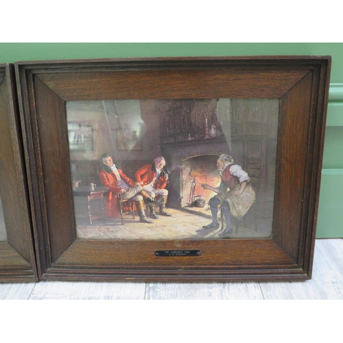 93 - Two Oak Framed FM Bennett prints A Landlords Tale and Unlikely Vintage. Frames  measure 18.5