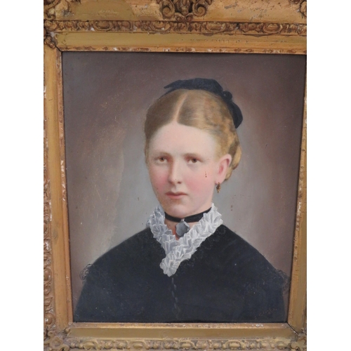 99 - Oil on board portrait of a Victorian Lady, signed L CELLA 1881, Frame size 18