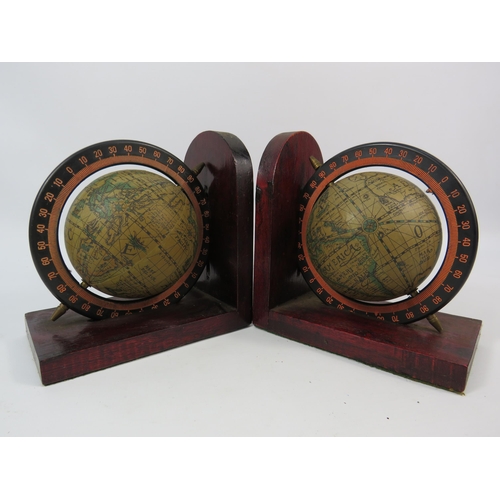 108 - Pair of spinning Globe bookends 5.5