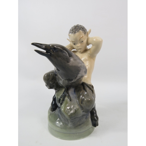 114 - Royal Copenhagen Faun with a Raven, model no 2113, 7