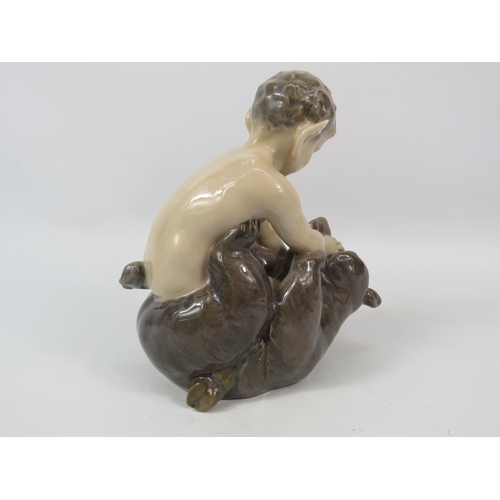 118 - Royal Copenhagen Faun wrestling a bear model no 648, 6.5