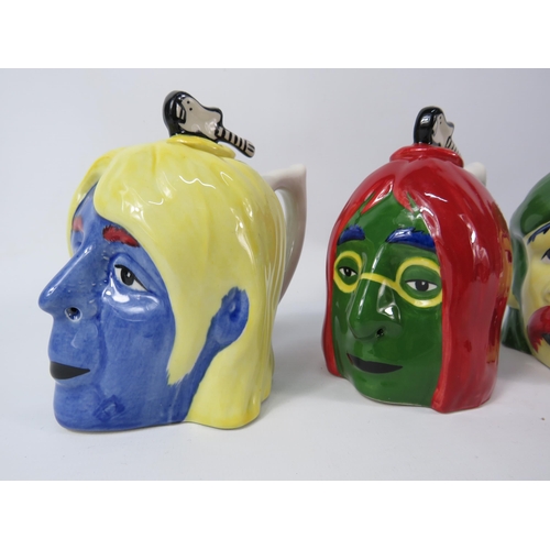 139 - Andy Warhol Themed psychodelic Beatles four colourway teapots, 5.5