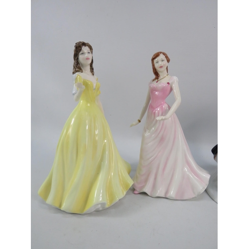 165 - Two Royal Doulton classics figurines and a pair of continental musical figuines.