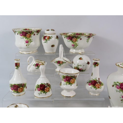 178 - Royal Albert Old Country Roses decorative china vases, trinkets, planter etc.