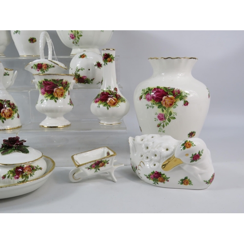 178 - Royal Albert Old Country Roses decorative china vases, trinkets, planter etc.