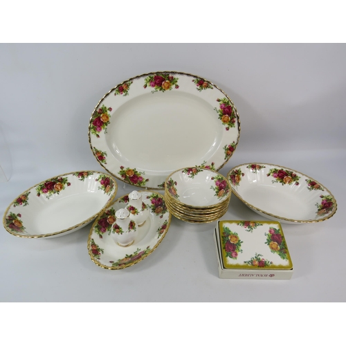 179 - Royal Albert Old Country Roses dinnerware, Large serving plate, bowls, coasters etc.