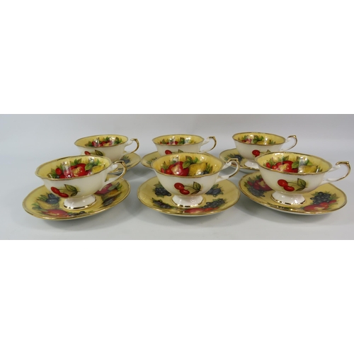 190 - Six Queens china Antique fruit series cups and saucers.