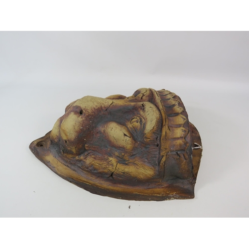 197 - Large Studio pottery Lions face wall pocket planter 15