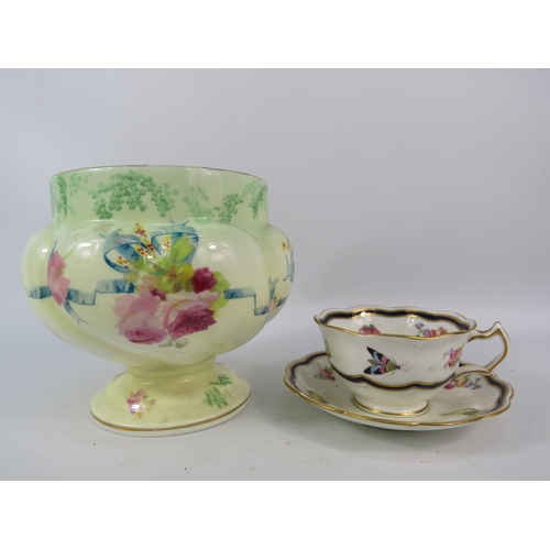 210 - Antique Crescent china cup and saucer decorated with moths and butterflies plus a vintage Royal Doul... 