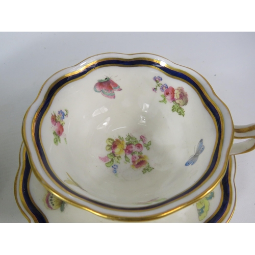 210 - Antique Crescent china cup and saucer decorated with moths and butterflies plus a vintage Royal Doul... 