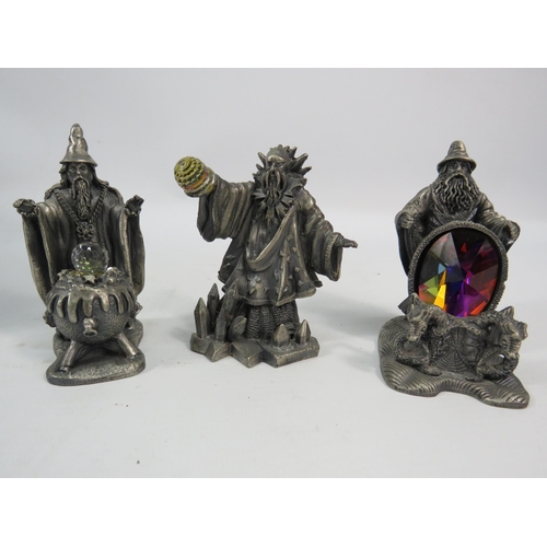 211 - Three Myth and Magic pewter Wizard figures, with boxes.