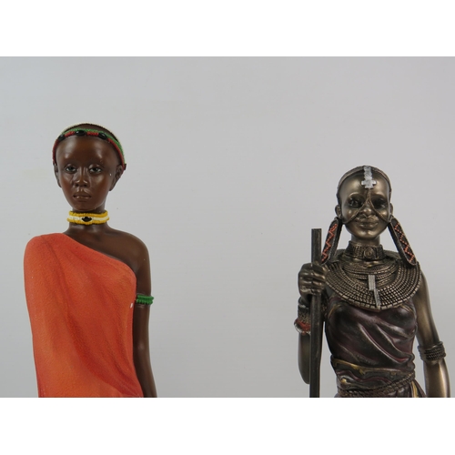 221 - Soul Journey and Leonardo Masai figurines, the tallest been 13.5