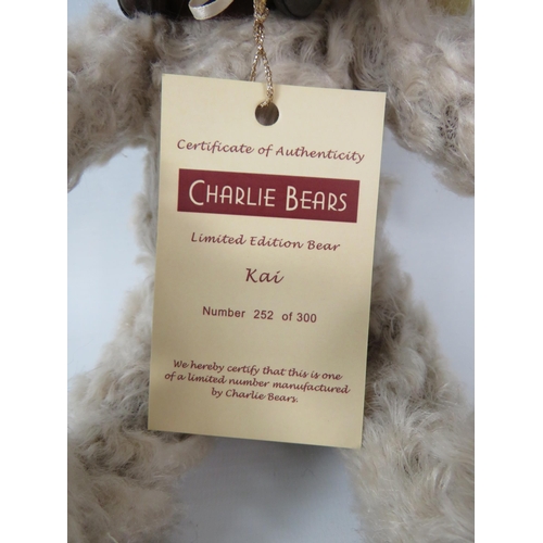 234 - Limited edition Charlie bear Kai 252 of 300 with cert and bag.