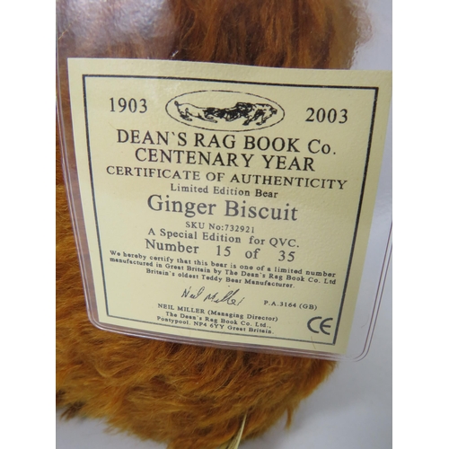 237 - Deans Rag book limited edition teddy bear Ginger Biscuit no 15 of 35, with cert.