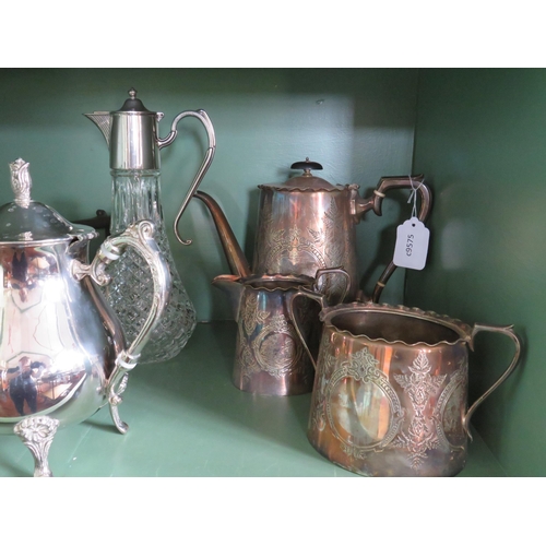 253 - Large selection of silver plated items including teasets, claret jug etc.