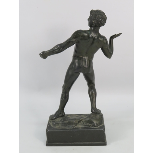 262 - Hermann Eichberg bronze alloy figure of a shot putter, 13.5