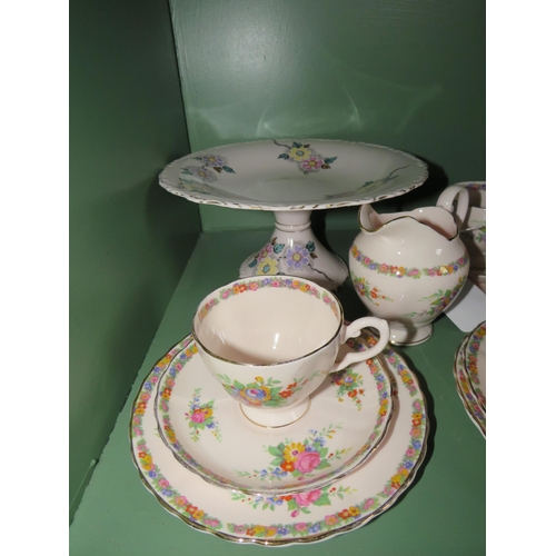 266 - Vintage pink Tuscan china part tea set and a Tuscan Fantasy pattern Cake stand.