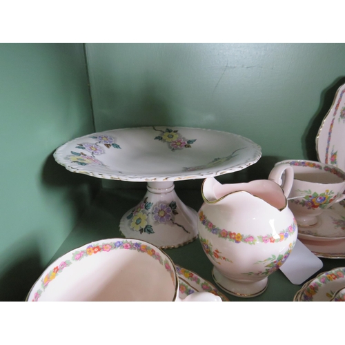 266 - Vintage pink Tuscan china part tea set and a Tuscan Fantasy pattern Cake stand.