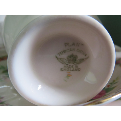 266 - Vintage pink Tuscan china part tea set and a Tuscan Fantasy pattern Cake stand.