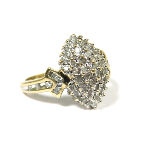 303 - 9ct Yellow Gold Diamond Cluster Ring. Finger size 'O'  3.5g  0.50pts of Diamonds.